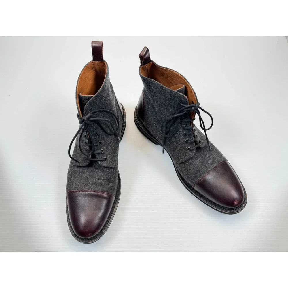 Taft Jack Boots Mens 43 US 10 EUC $349 Cap Toe Wool Leather Lace-up Comfort Gray